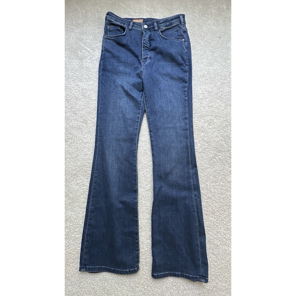 Pilcro Anthropology The Icon Flare Jeans Dark Indigo Wash, Women's 29 - Picture 2 of 8